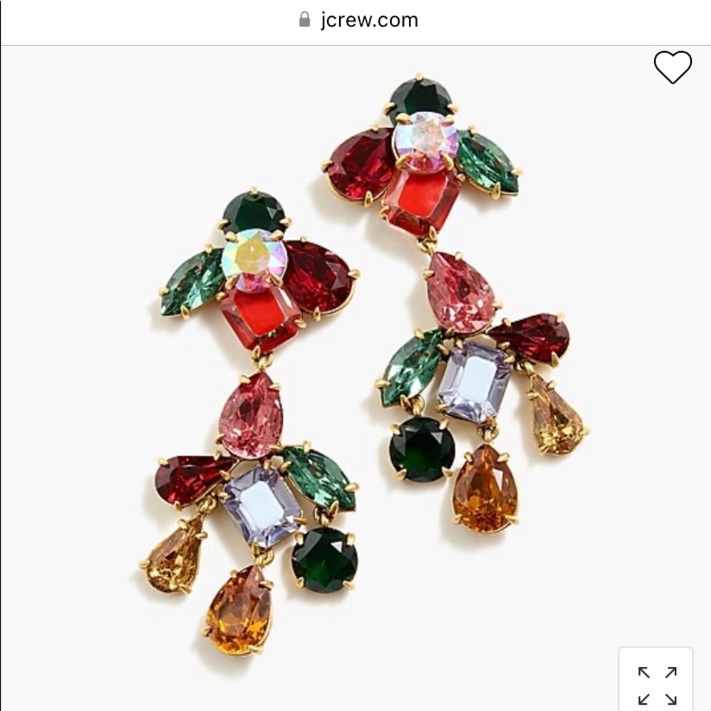 COPY - J.Crew multicoloured cluster chandelier clip on fashion earrings.